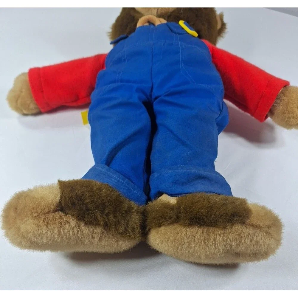 Vintage JS International Plush Teddy Bear Blue Overalls Red Shirt 14